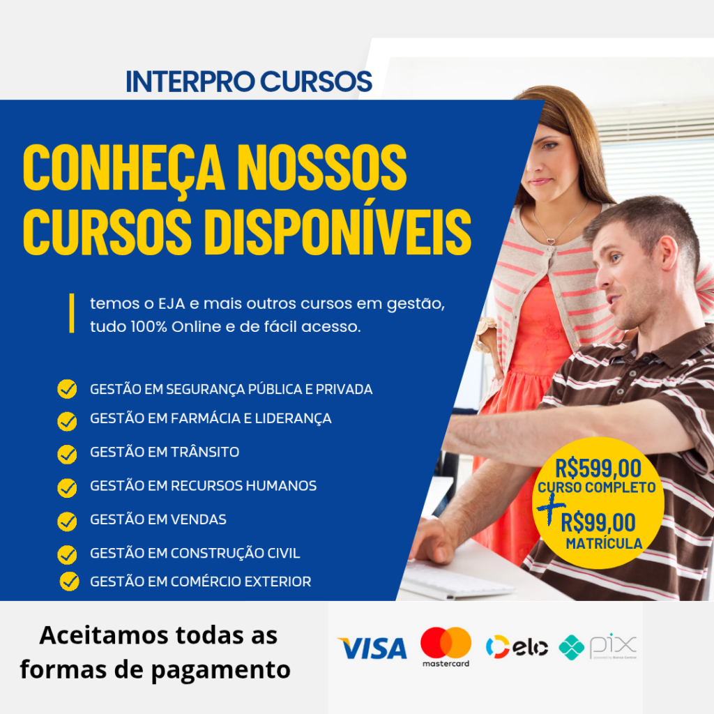 Conclua seu Ensino Médio com o EJA 100% Online e faça cursos superiores sequenciais reconhecidos pelo MEC! 🎓 Supletivo rápido, ensino flexível e certificado válido em todo o Brasil. Cursos em Gestão de Segurança Pública, Logística, Trânsito, Recursos Humanos, Construção Civil, Farmácia, Vendas e muito mais. Estude no seu ritmo e garanta melhores oportunidades de emprego! 🚀 Matrículas abertas! 📌 Palavras-chave otimizadas: ✅ EJA online | ✅ Supletivo rápido | ✅ Ensino Médio EAD | ✅ Curso de Gestão EAD | ✅ Faculdade Monte Pascoal | ✅ Cursos sequenciais reconhecidos pelo MEC | ✅ Certificado válido | ✅ Graduação rápida | ✅ Educação para adultos | ✅ Ensino a distância